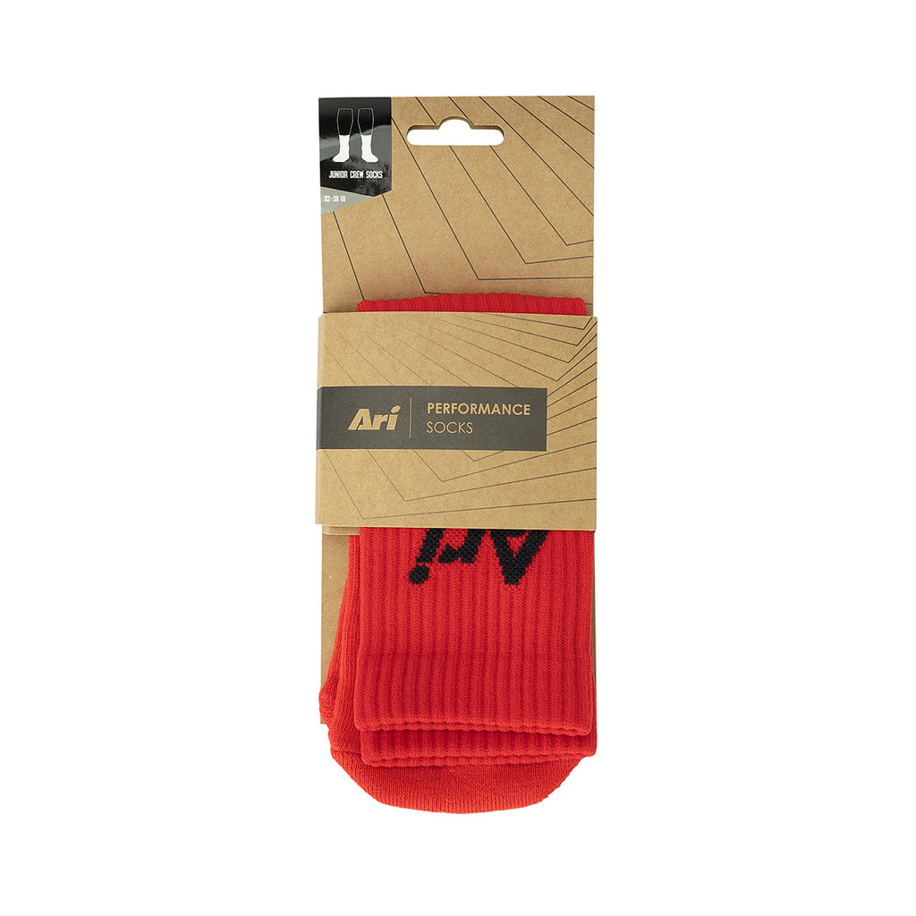 ARI JUNIOR CREW SOCKS - RED/BLACK