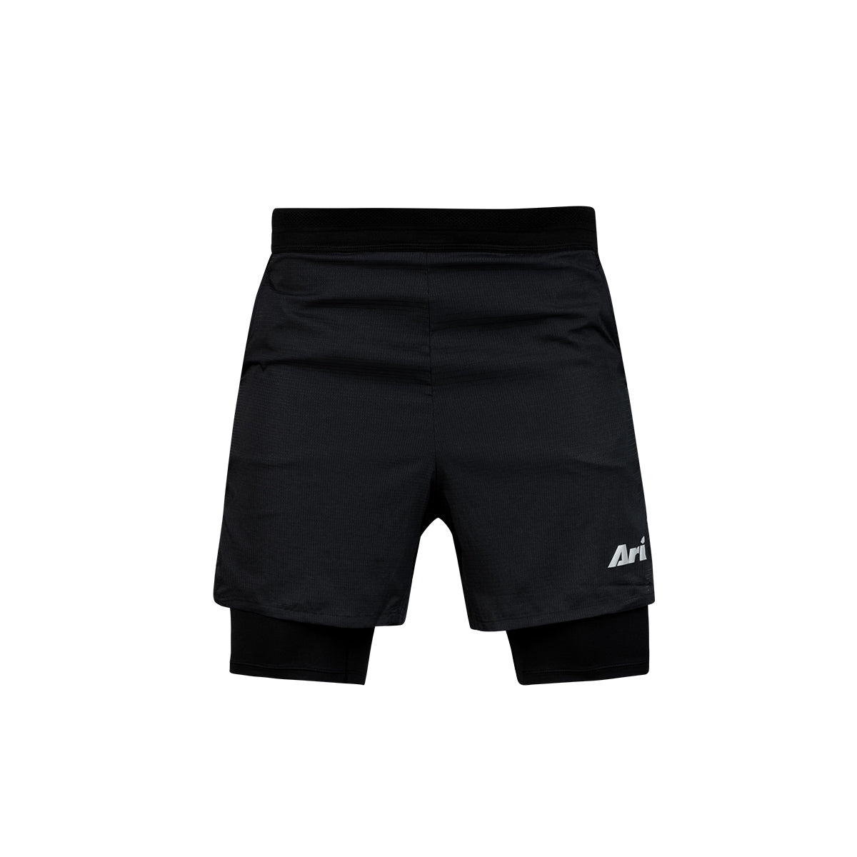 Ari Men Breathe 2in1 V3 Running Shorts 3 Inches Black Black Silver
