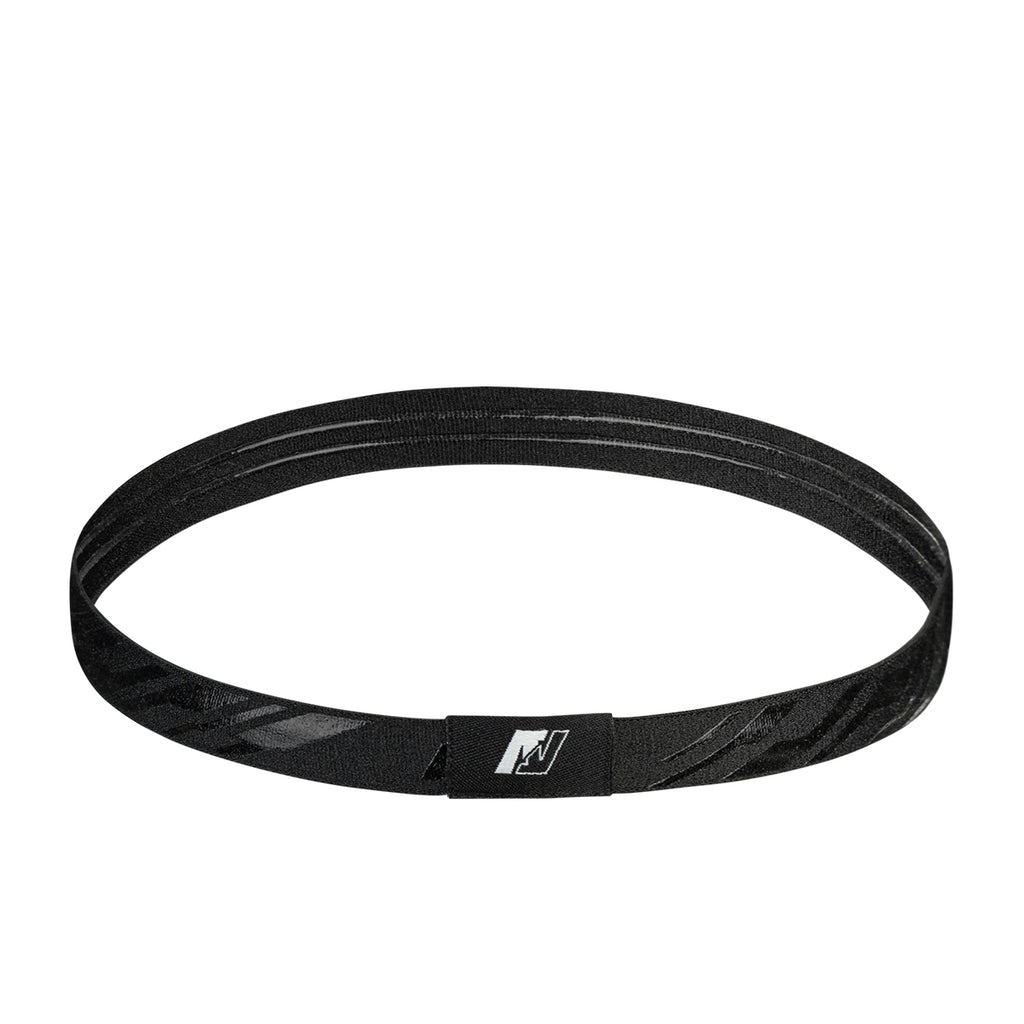 ARI SLASH ELASTIC HEADBAND - BLACK/SILVER/BLACK
