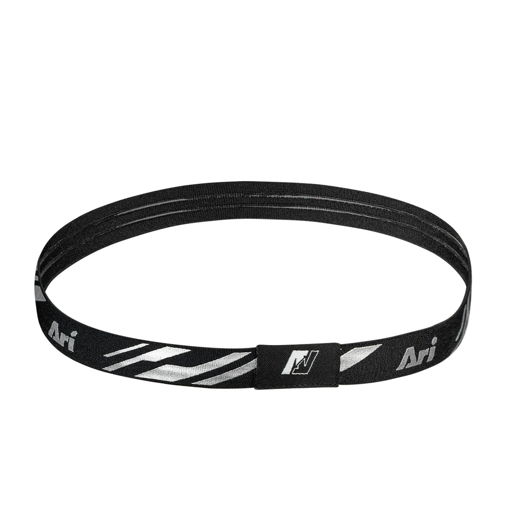 ARI SLASH ELASTIC HEADBAND - BLACK/SILVER/BLACK