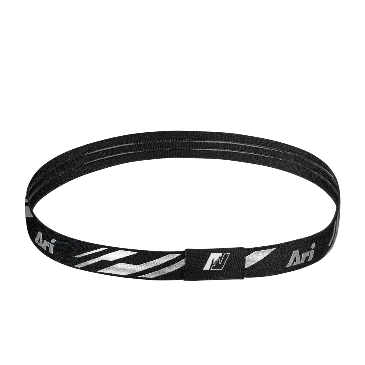 ARI SLASH ELASTIC HEADBAND - BLACK/SILVER/BLACK