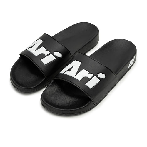 ARI SLIDE SANDALS - BLACK/WHITE