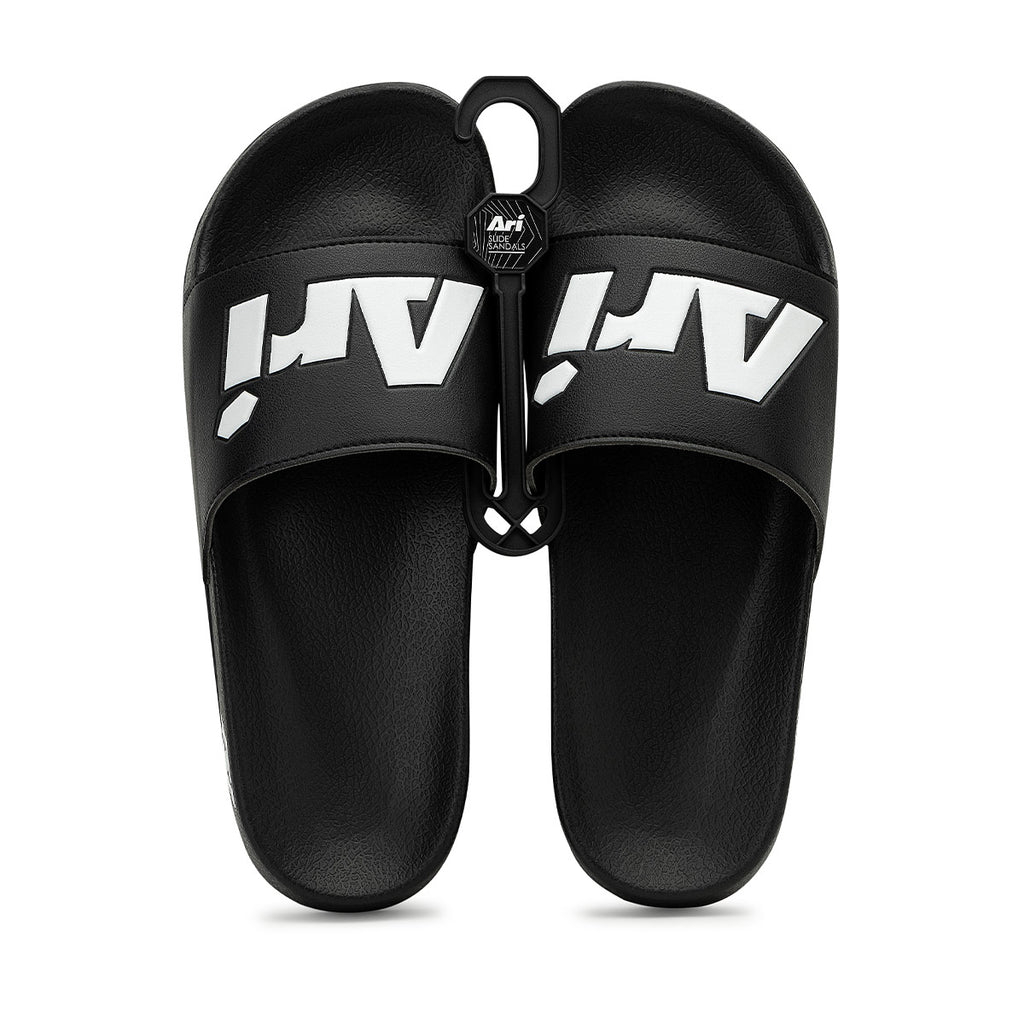 ARI SLIDE SANDALS - BLACK/WHITE
