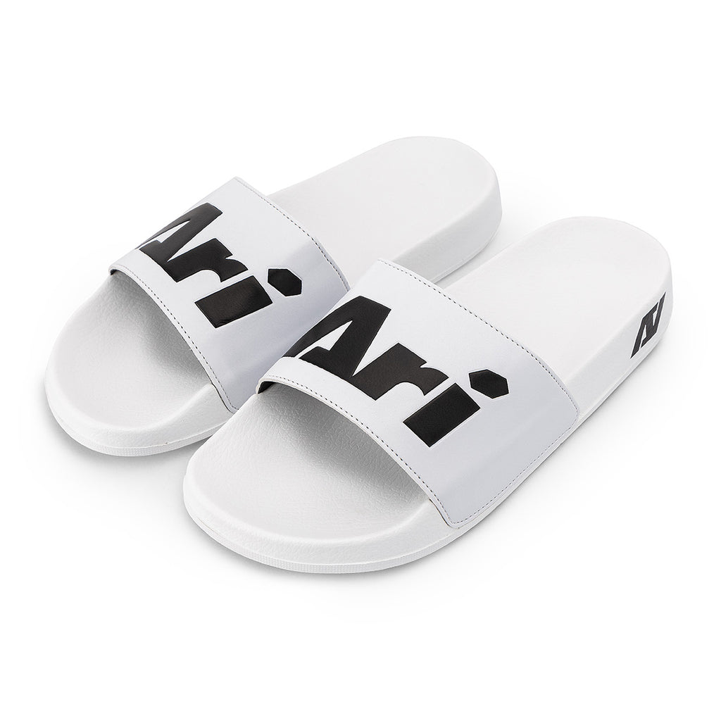 ARI SLIDE SANDALS - WHITE/BLACK
