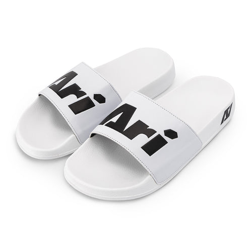 ARI SLIDE SANDALS - WHITE/BLACK