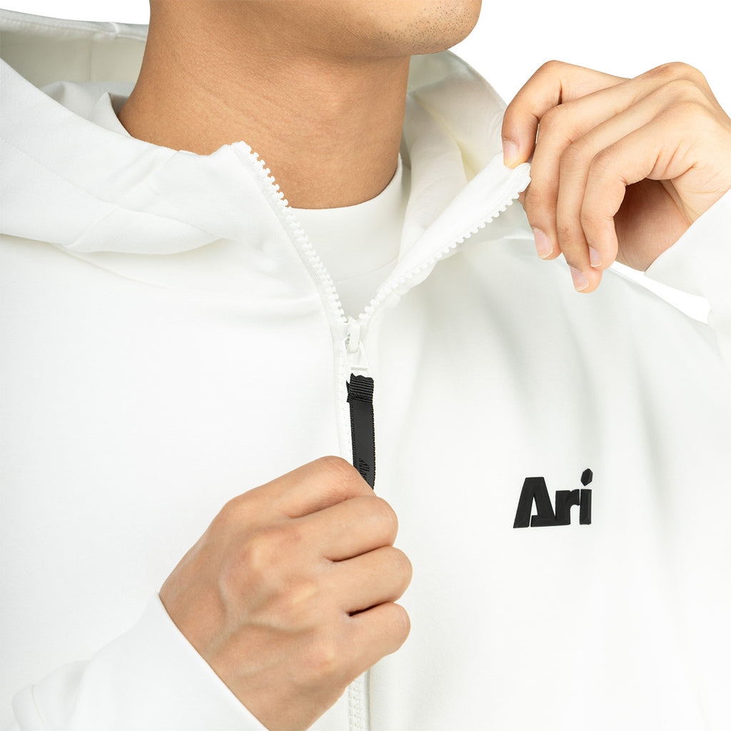 ARI TAG FULL ZIP HOODED JACKET - WHTE/WHITE/BLACK