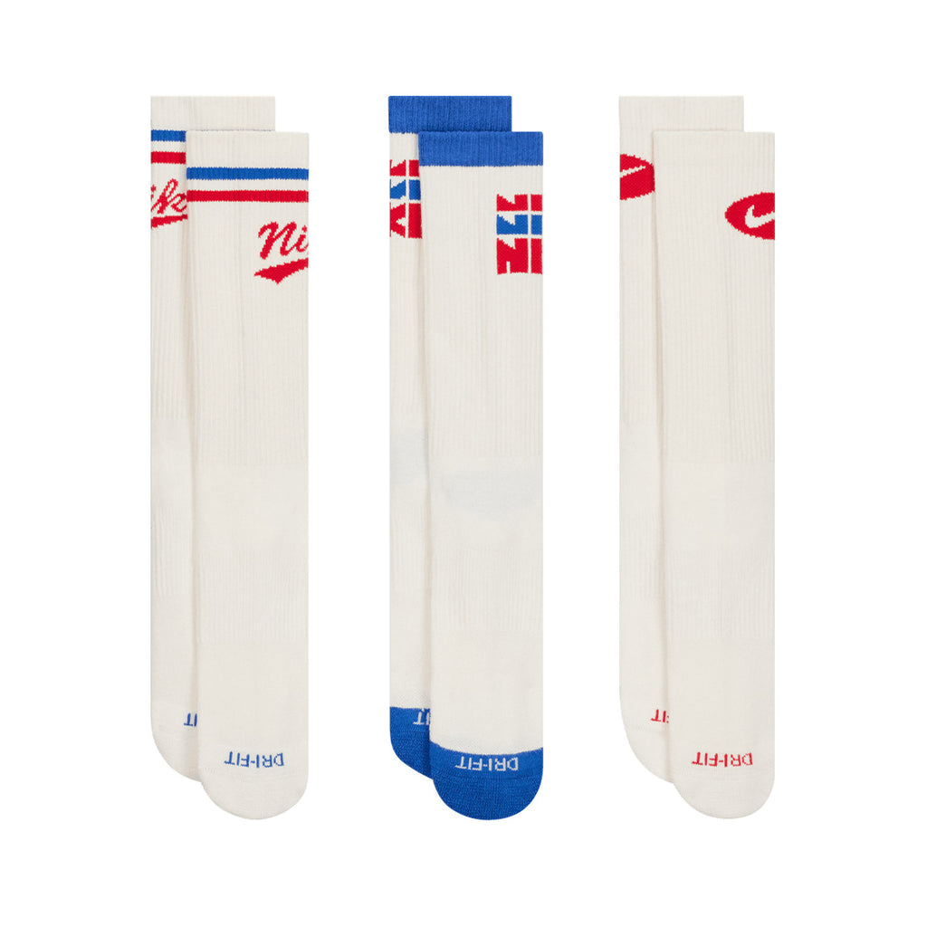 Nike Everyday Plus Crew Socks Multi Color Redblue
