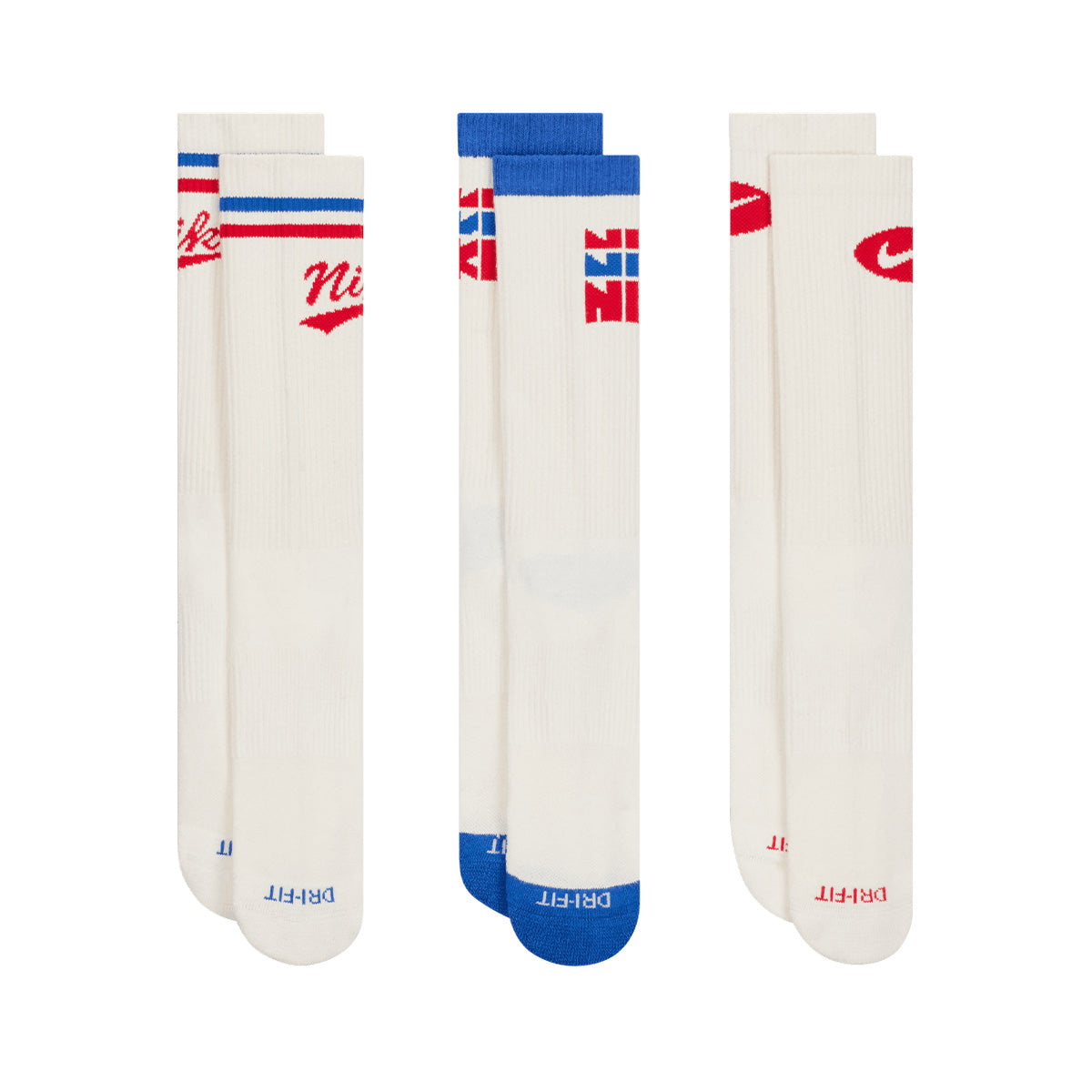 Nike Everyday Plus Crew Socks Multi Color Redblue