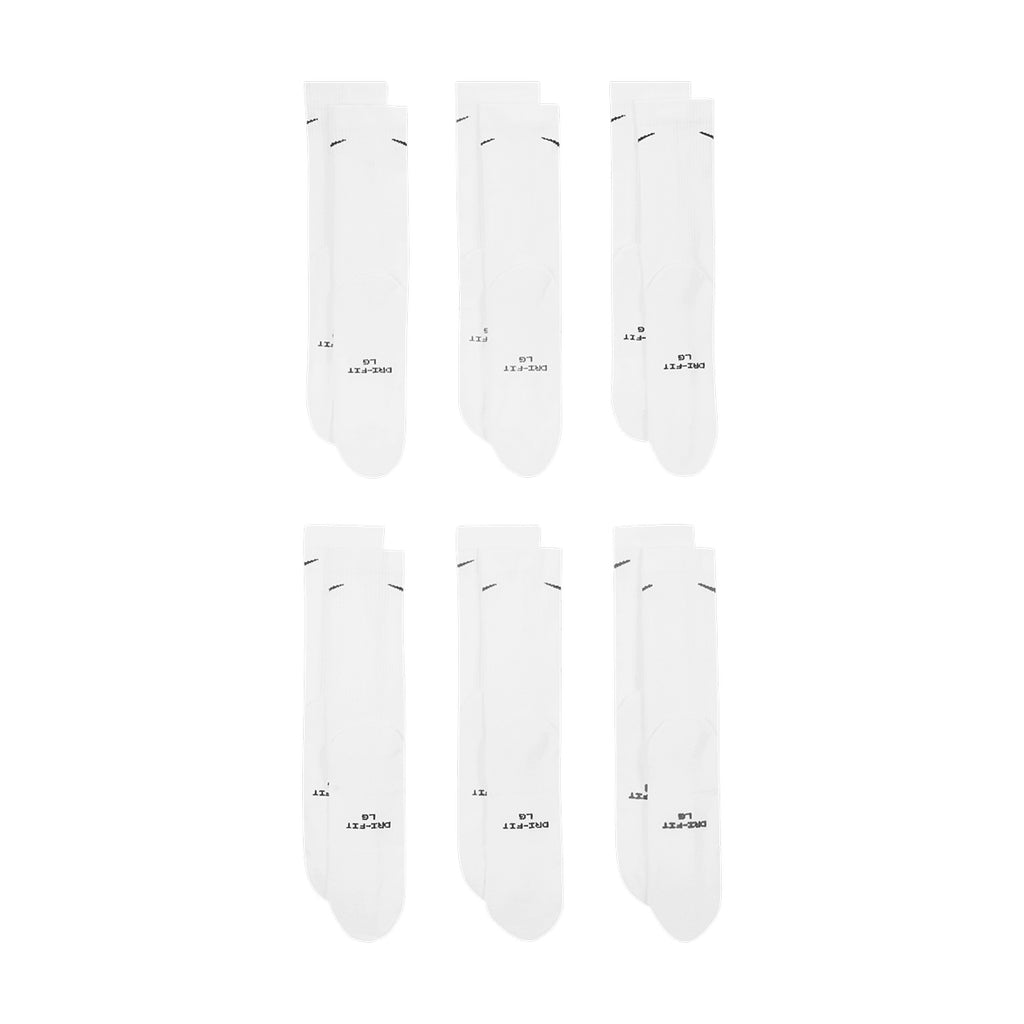 Nike Everyday Crew Socks 6 Pairs White Black