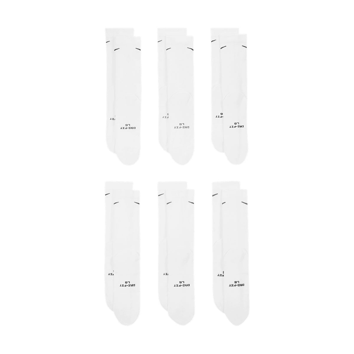 Nike Everyday Crew Socks 6 Pairs White Black