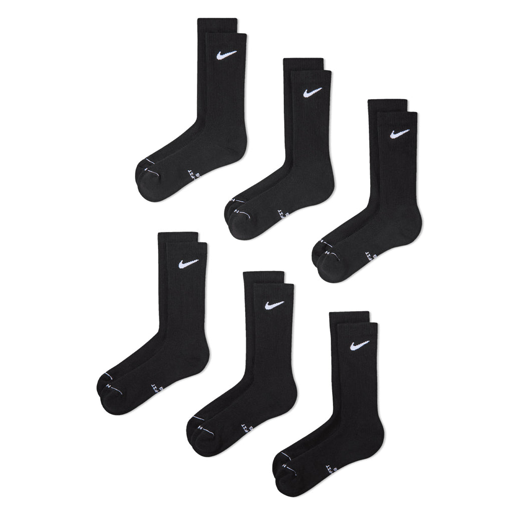 Nike Everyday Crew Socks 6 Pairs Black White