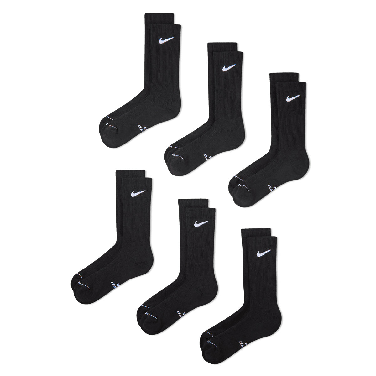 Nike Everyday Crew Socks 6 Pairs Black White
