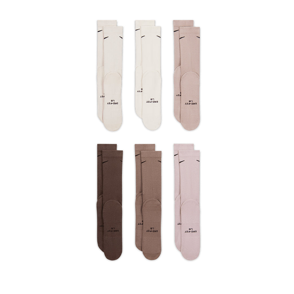 Nike Everyday Crew Socks 6 Pairs Brown Darkbrown