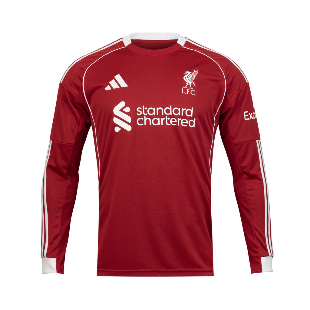 ADIDAS LIVERPOOL 2025/2026 HOME REPLICA LONG SLEEVE JERSEY - STRAWBERRY RED