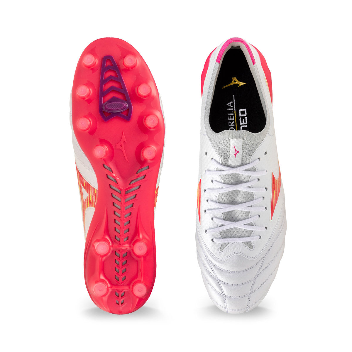 MIZUNO MORELIA NEO IV BETA ELITE FG - WHITE/PINK TETRA/FUCHSIA