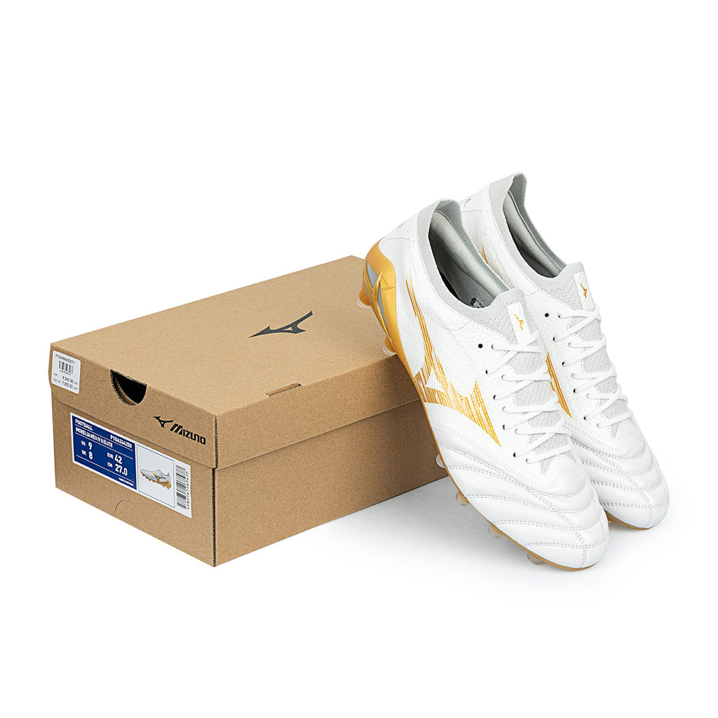 MIZUNO MORELIA NEO IV BETA ELITE FG - WHITE/MP GOLD/COOL GRAY 3C