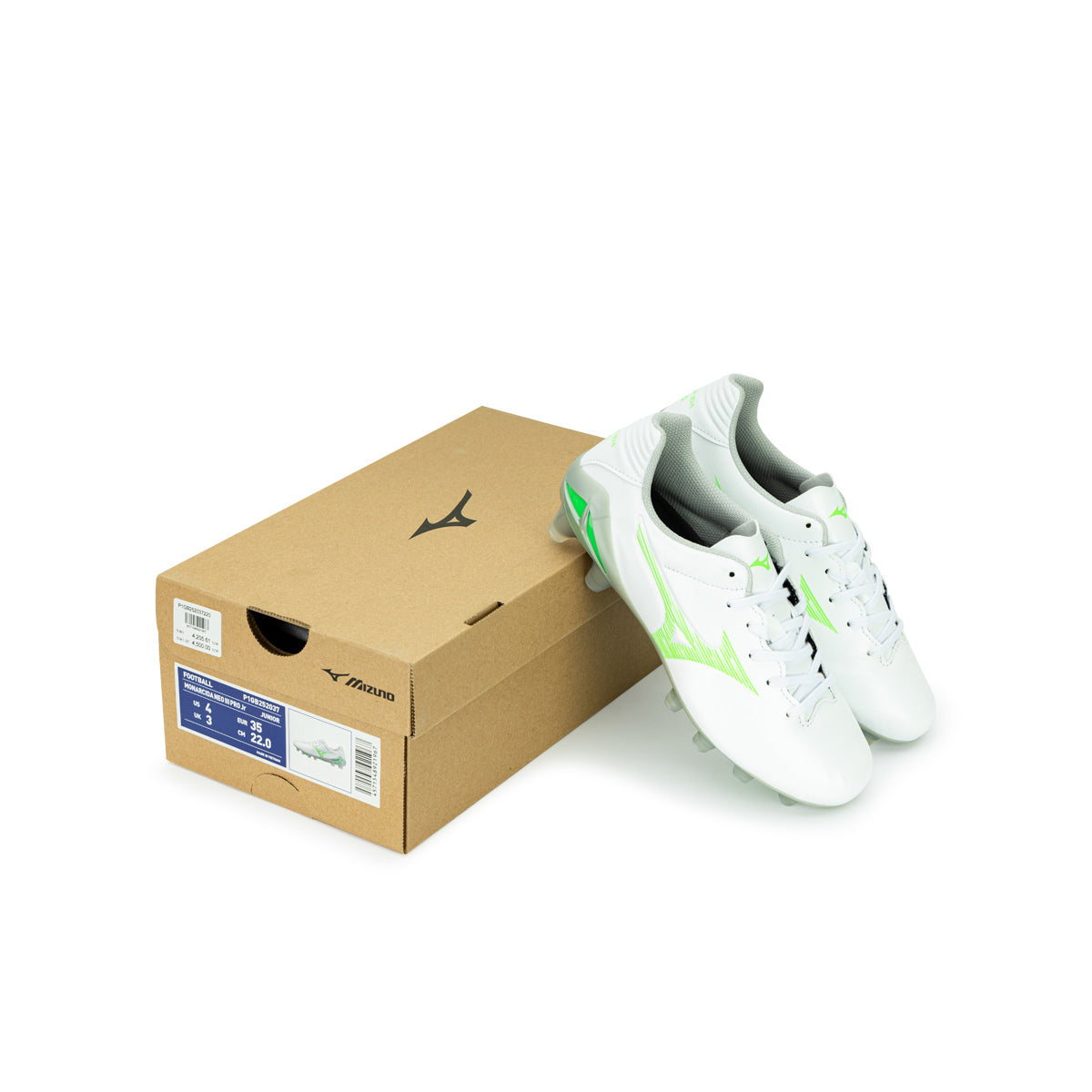 MIZUNO MONARCIDA NEO III PRO JR FG - WHITE/NEON GREEN