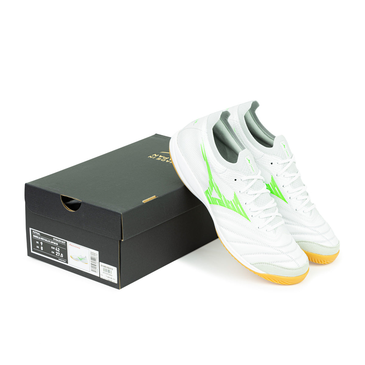 MIZUNO MORELIA NEO SALA BETA JAPAN IN - WHITE/NEON GREEN/COOL GRAY 3C
