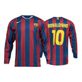 NIKE BARCELONA 2005/2006 RE ISSUE LONG SLEEVE JERSEY (RONALDINHO#10) - GYM BLUE/DESERT MAROON/TOUR YELLOW