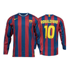 NIKE BARCELONA 2005/2006 RE ISSUE LONG SLEEVE JERSEY (RONALDINHO#10) - GYM BLUE/DESERT MAROON/TOUR YELLOW