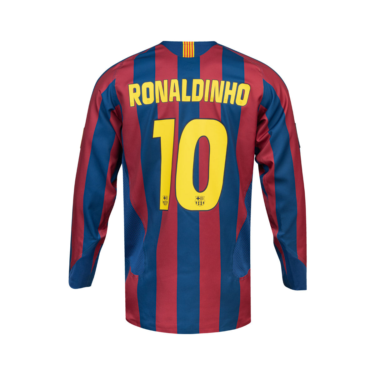 NIKE BARCELONA 2005/2006 RE ISSUE LONG SLEEVE JERSEY (RONALDINHO#10) - GYM BLUE/DESERT MAROON/TOUR YELLOW