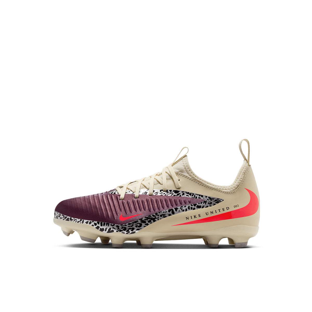NIKE JR PHANTOM 6 LOW ACADEMY NU3 FG/MG - BURGUNDY CRUSH/UNIVERSITY RED/FOSSIL