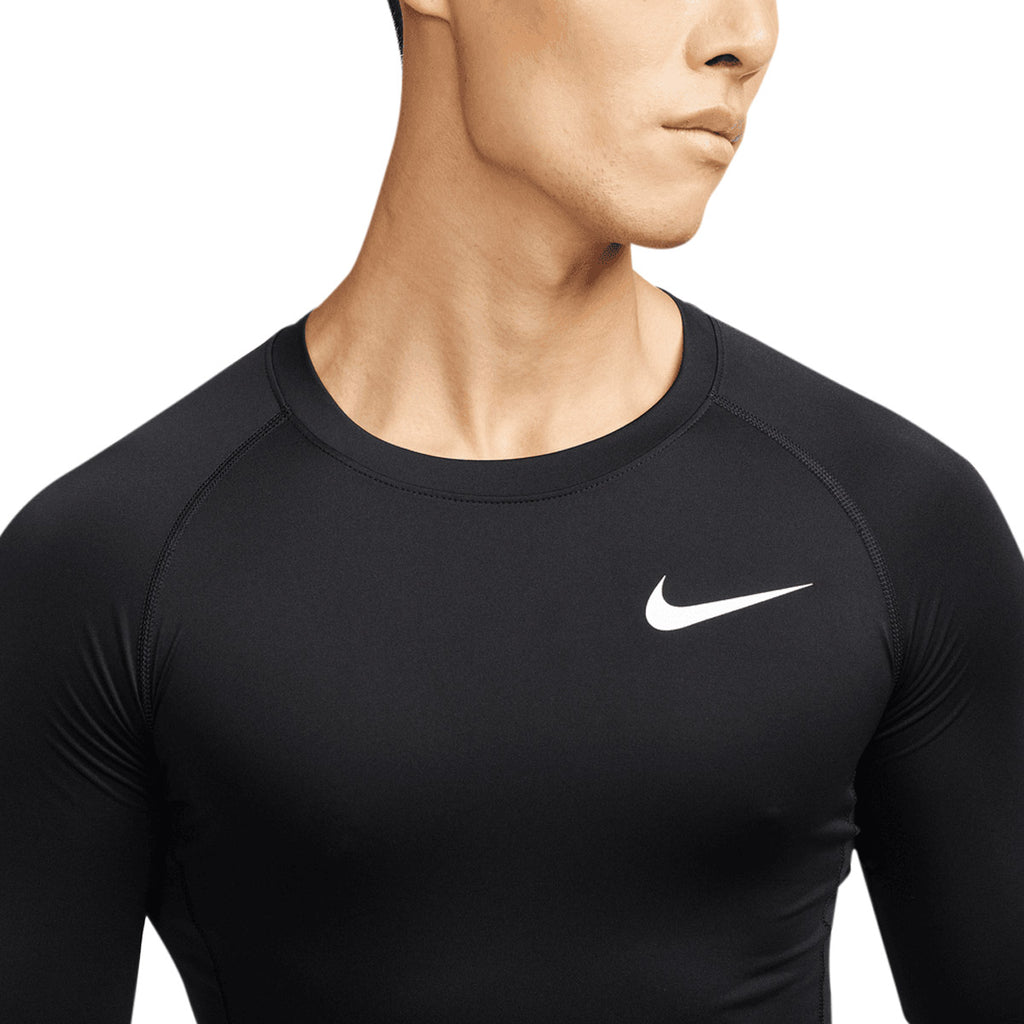 NIKE PRO DRI FIT TIGHT TOP LONG SLEEVE - BLACK/WHITE