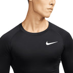 NIKE PRO DRI FIT TIGHT TOP LONG SLEEVE - BLACK/WHITE