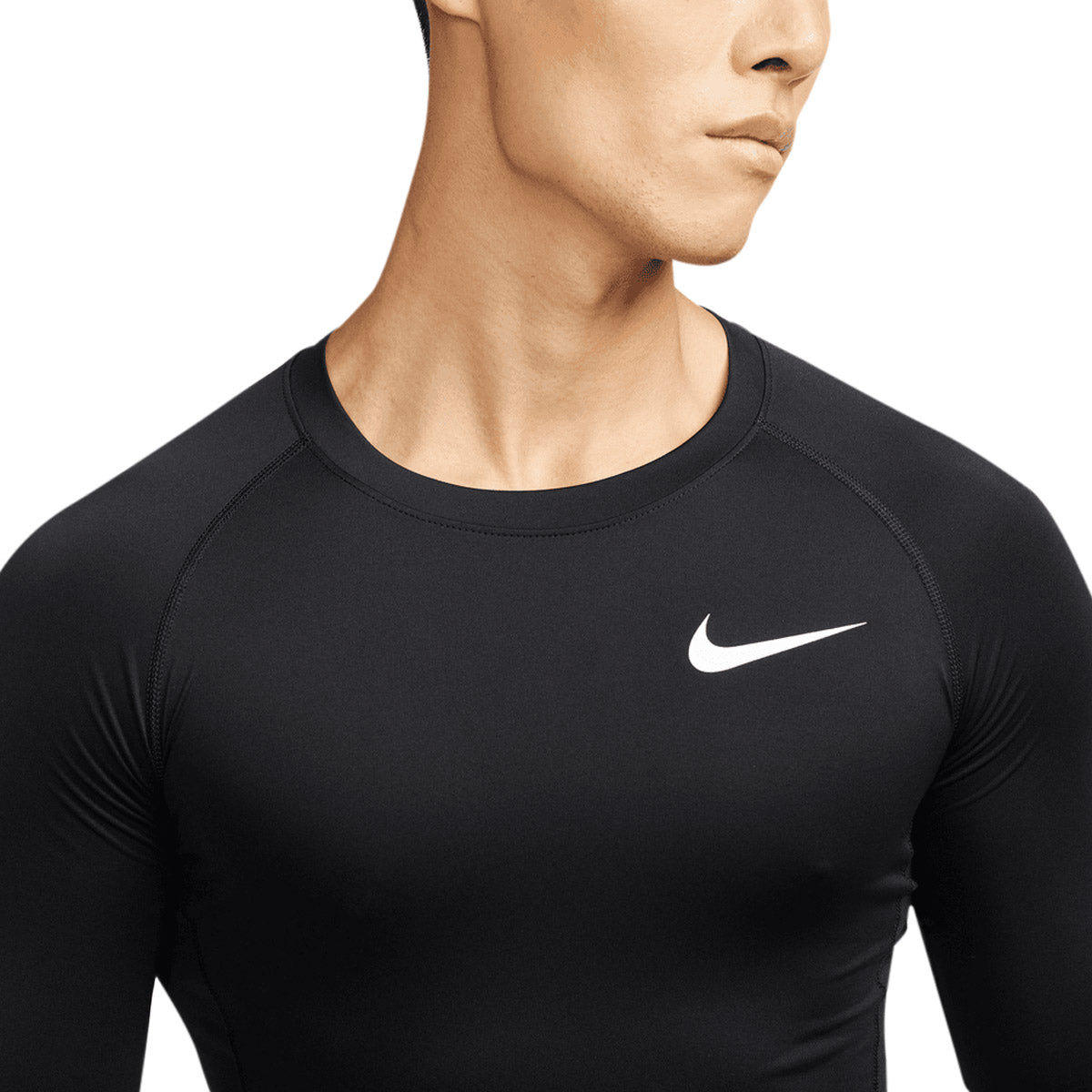 NIKE PRO DRI FIT TIGHT TOP LONG SLEEVE - BLACK/WHITE