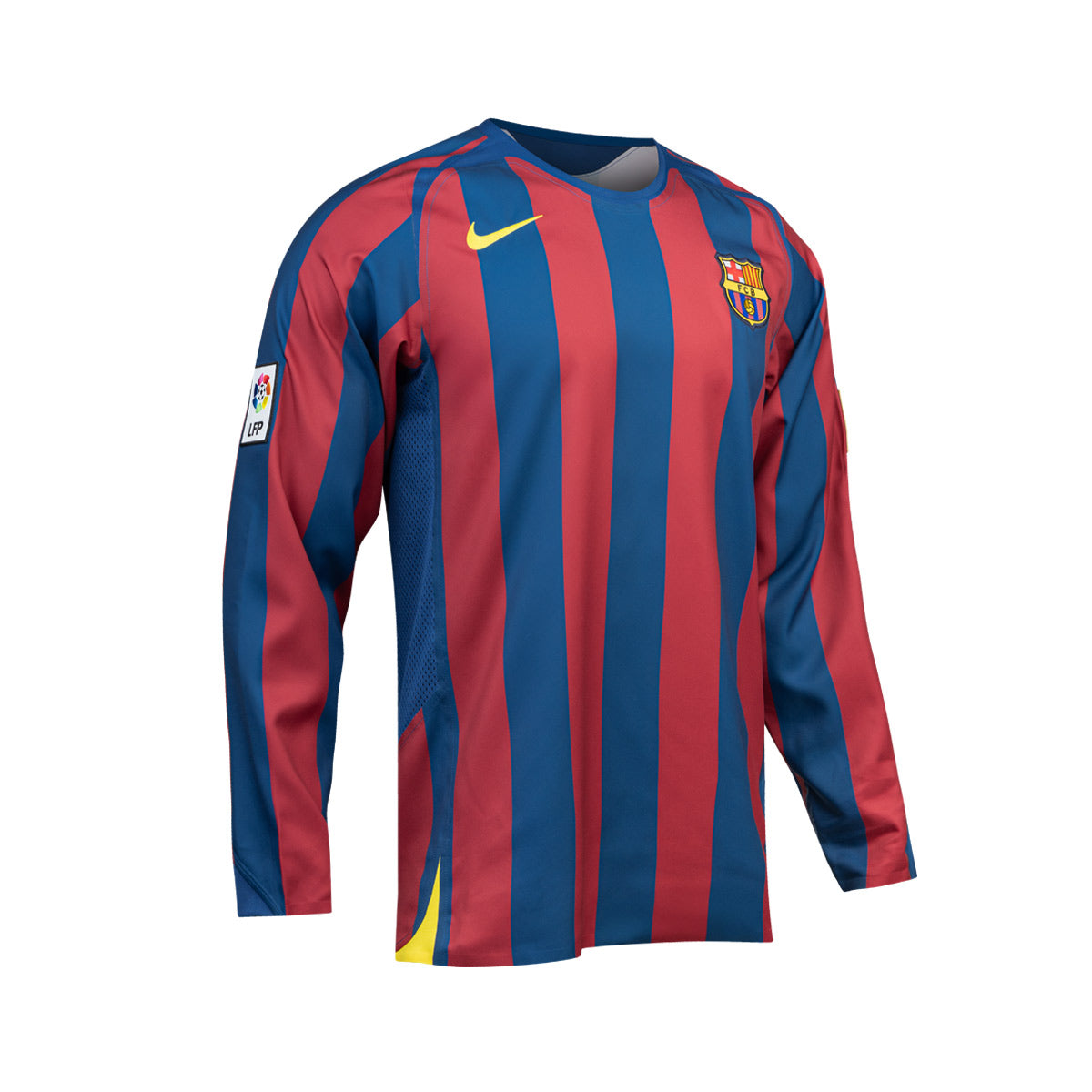NIKE BARCELONA 2005/2006 RE ISSUE LONG SLEEVE JERSEY (RONALDINHO#10) - GYM BLUE/DESERT MAROON/TOUR YELLOW