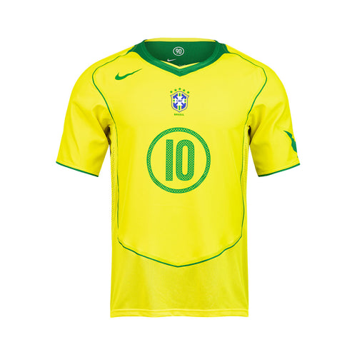 NIKE BRAZIL 2004 RE ISSUE JERSEY (RONALDINHO#10) - OPTI YELLOW/APPLE GREEN/APPLE GREEN