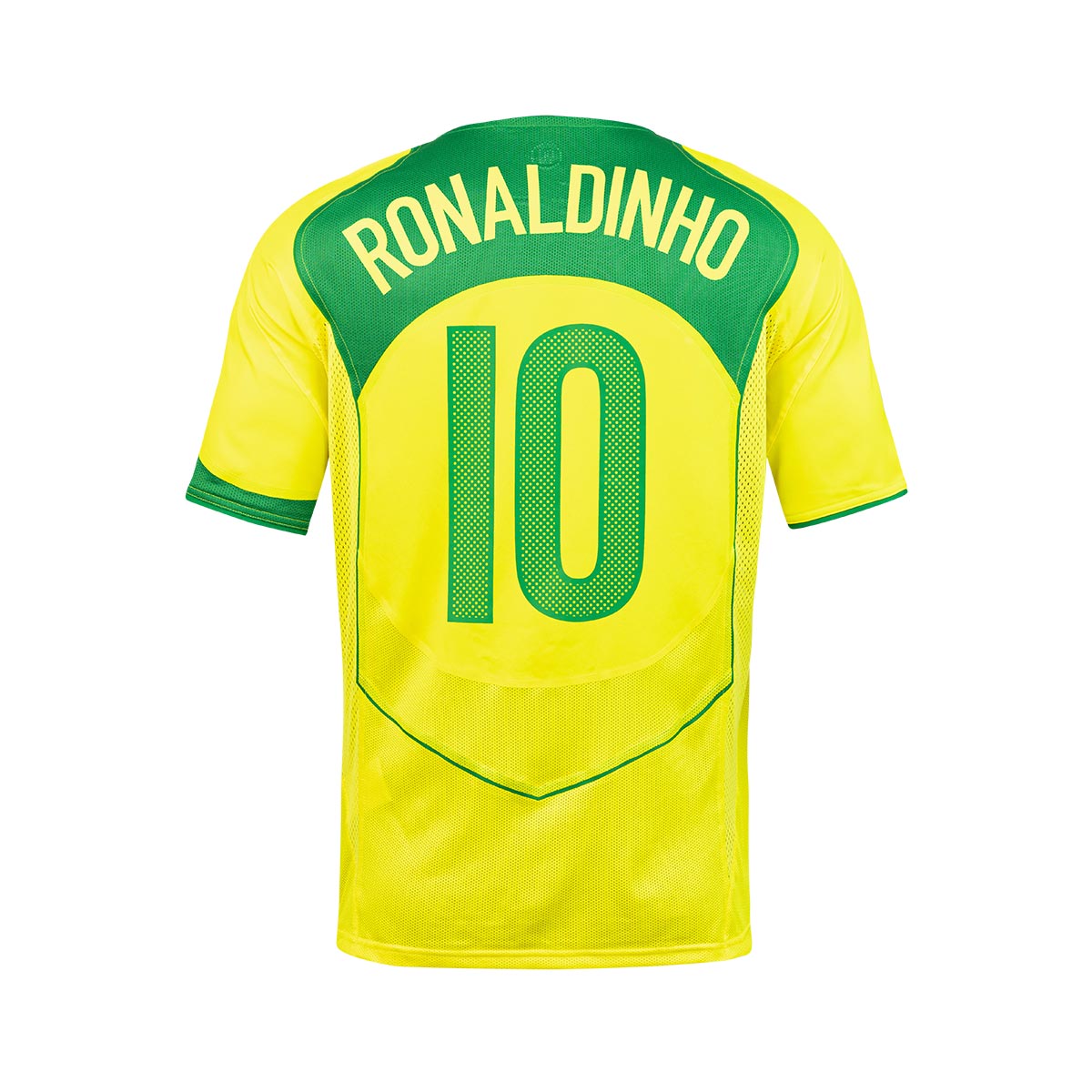 NIKE BRAZIL 2004 RE ISSUE JERSEY (RONALDINHO#10) - OPTI YELLOW/APPLE GREEN/APPLE GREEN