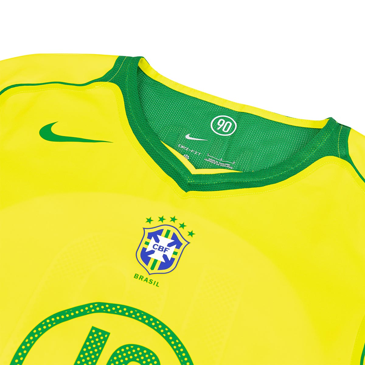 NIKE BRAZIL 2004 RE ISSUE JERSEY (RONALDINHO#10) - OPTI YELLOW/APPLE GREEN/APPLE GREEN