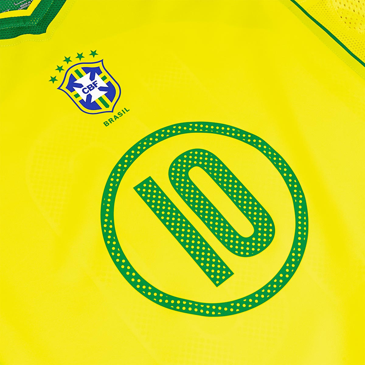 NIKE BRAZIL 2004 RE ISSUE JERSEY (RONALDINHO#10) - OPTI YELLOW/APPLE GREEN/APPLE GREEN
