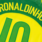 NIKE BRAZIL 2004 RE ISSUE JERSEY (RONALDINHO#10) - OPTI YELLOW/APPLE GREEN/APPLE GREEN