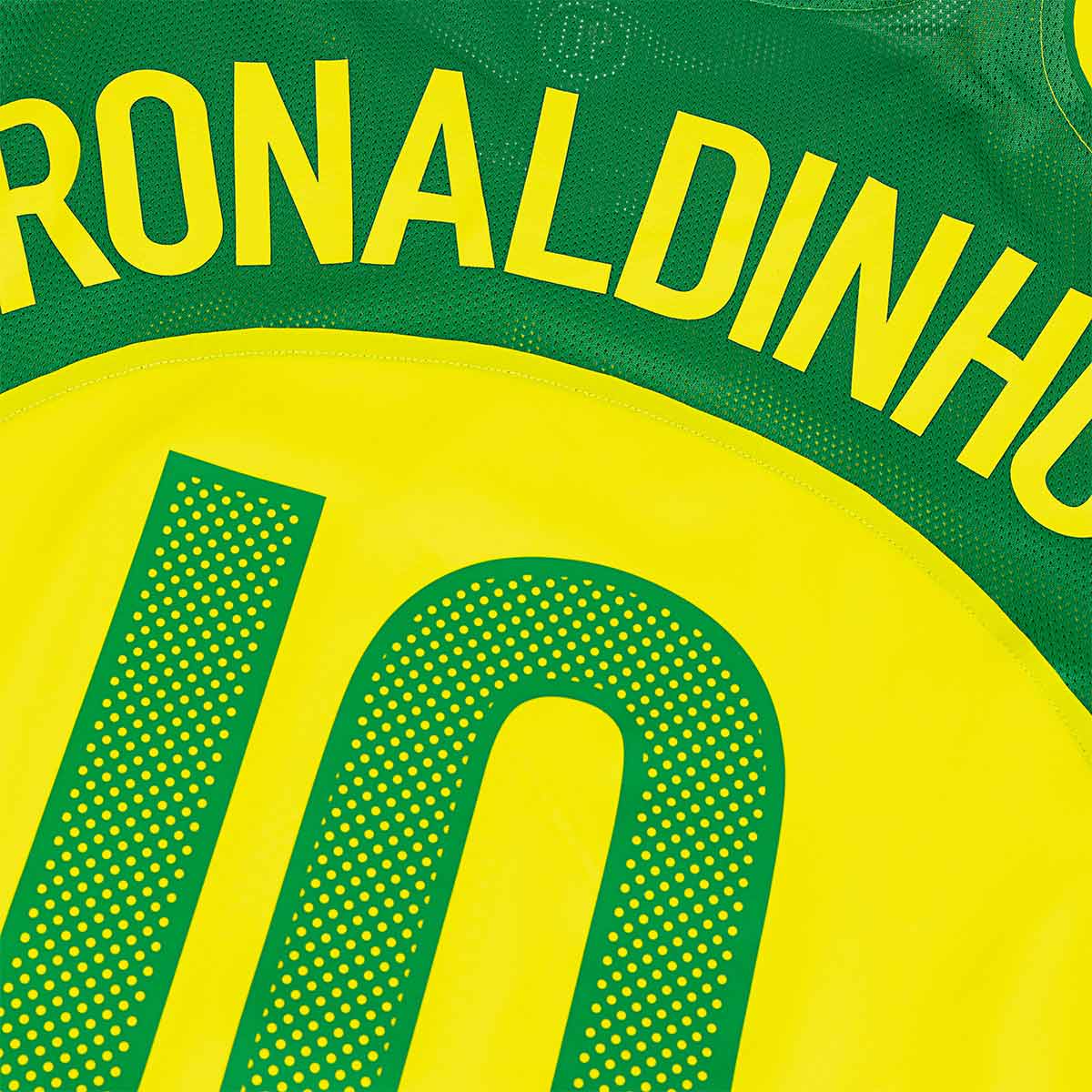 NIKE BRAZIL 2004 RE ISSUE JERSEY (RONALDINHO#10) - OPTI YELLOW/APPLE GREEN/APPLE GREEN