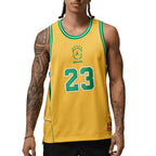 NIKE BRAZIL JORDAN P6 ESSENTIALS MESH JERSEY - VARSITY MAIZE/LUCKY GREEN