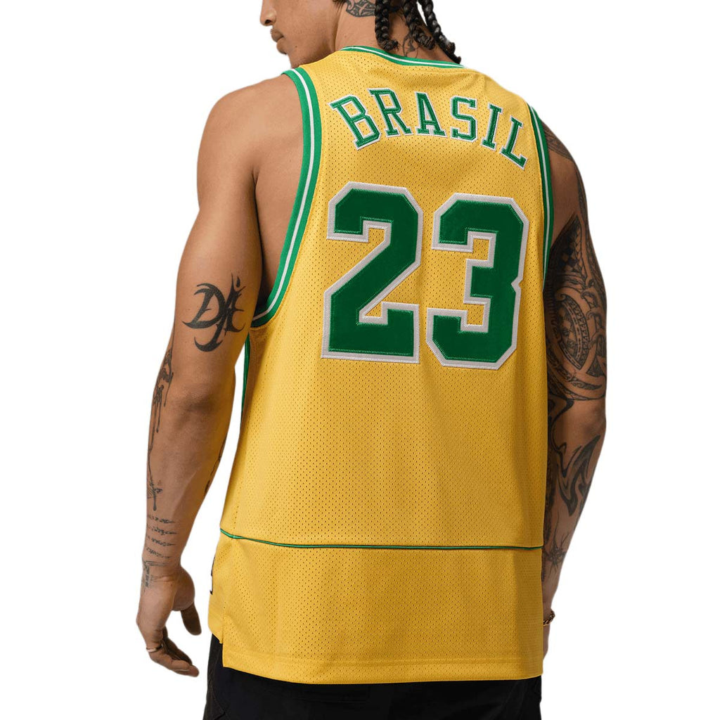 NIKE BRAZIL JORDAN P6 ESSENTIALS MESH JERSEY - VARSITY MAIZE/LUCKY GREEN
