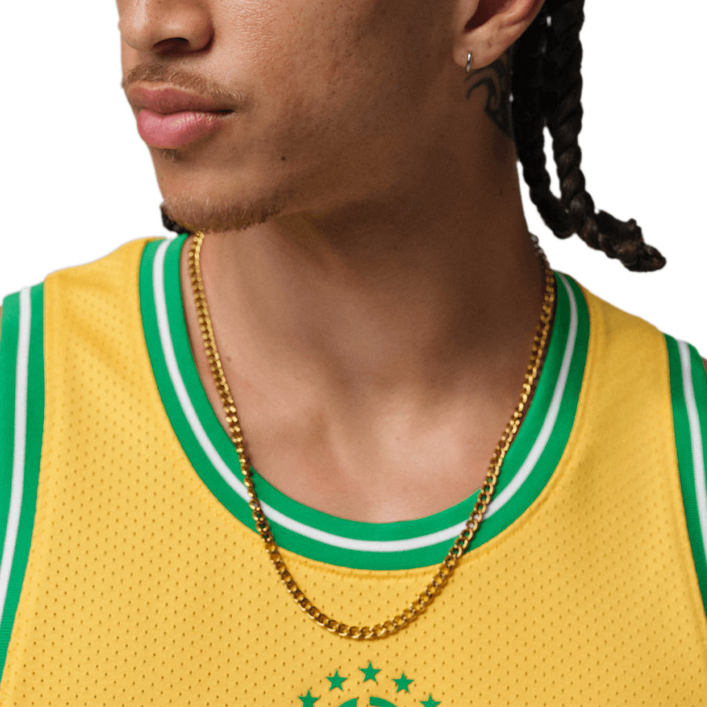 NIKE BRAZIL JORDAN P6 ESSENTIALS MESH JERSEY - VARSITY MAIZE/LUCKY GREEN