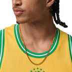 NIKE BRAZIL JORDAN P6 ESSENTIALS MESH JERSEY - VARSITY MAIZE/LUCKY GREEN
