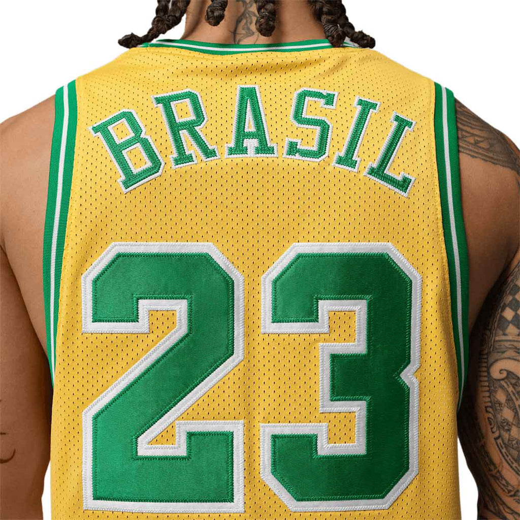 NIKE BRAZIL JORDAN P6 ESSENTIALS MESH JERSEY - VARSITY MAIZE/LUCKY GREEN