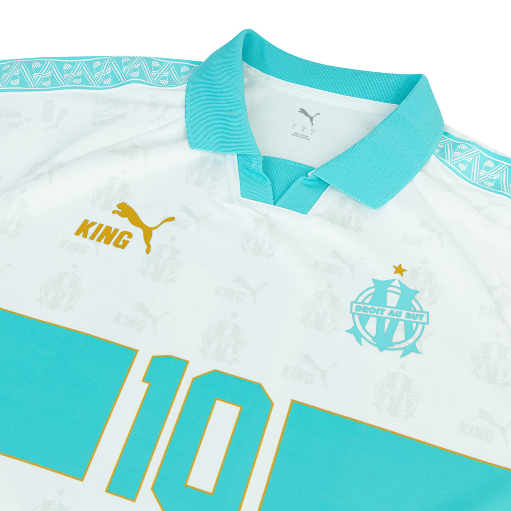 PUMA OLYMPIQUE DE MARSEILLE 2025/2026 KING RETRO JERSEY - PUMA WHITE/TEAM AQUA