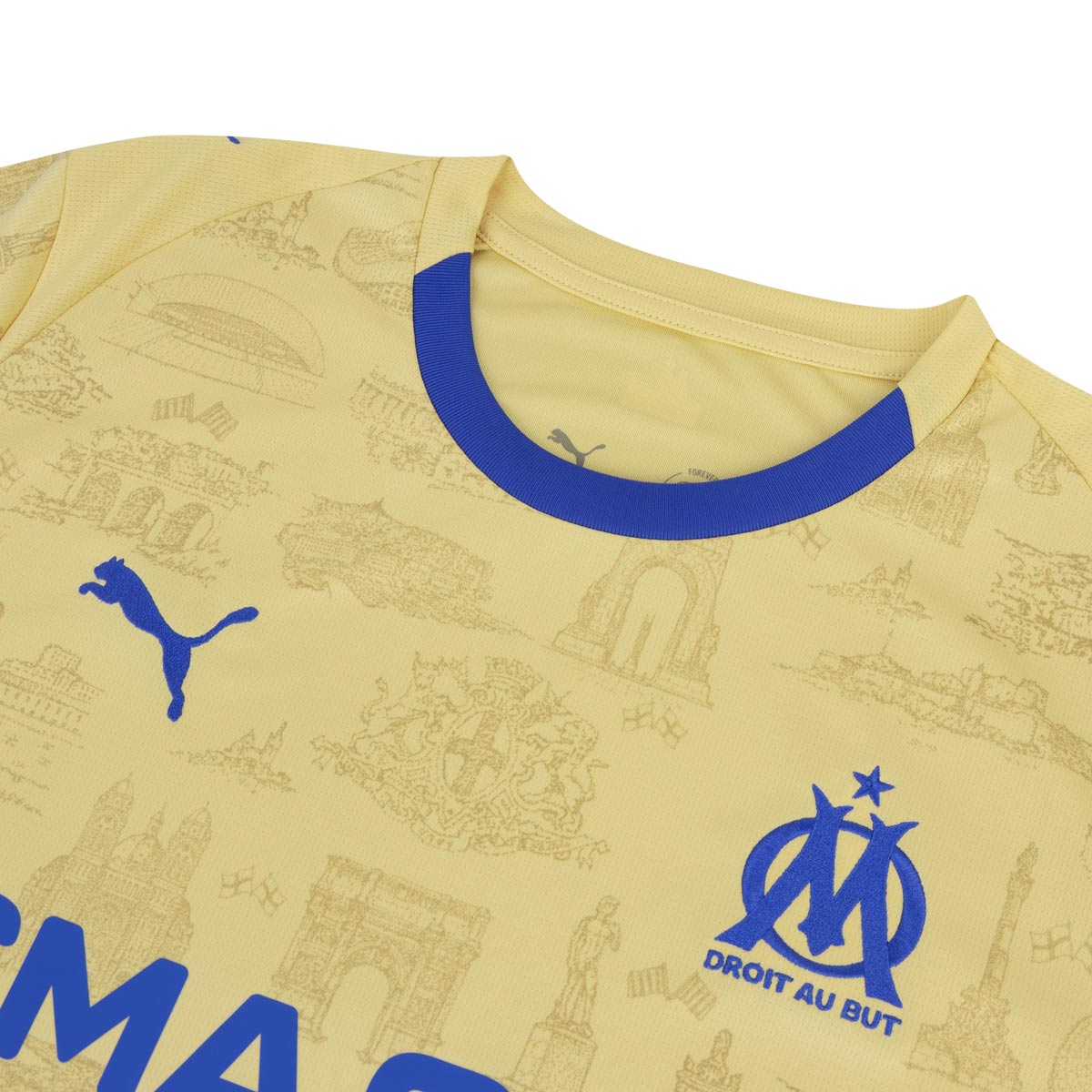 PUMA OLYMPIQUE DE MARSEILLE 2025/2026 SPECIAL EDITION REPLICA JERSEY - LIGHT GOLD/ROYAL SAPPHIRE