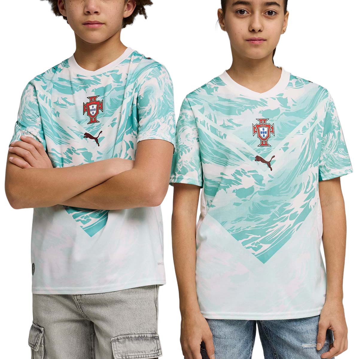 PUMA PORTUGAL 2026 AWAY KIDS JERSEY - PUMA WHITE/GREEN LAGOON
