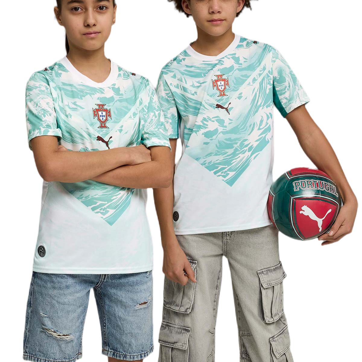 PUMA PORTUGAL 2026 AWAY KIDS JERSEY - PUMA WHITE/GREEN LAGOON