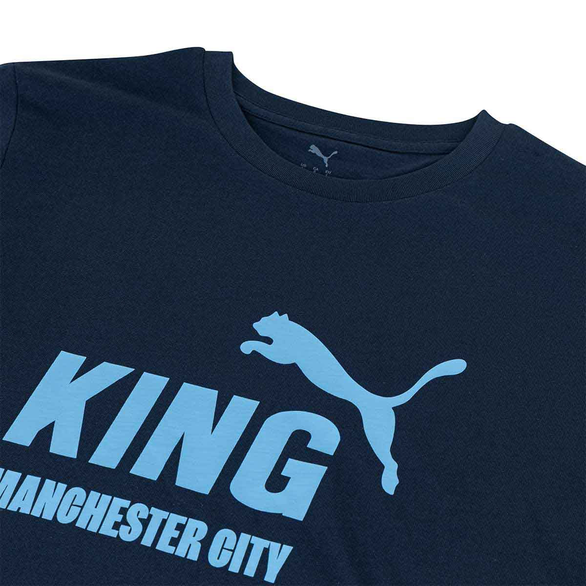 PUMA MANCHESTER CITY 2025/2026 KING LOGO TEE - DEEP NAVY/TEAM LIGHT BLUE