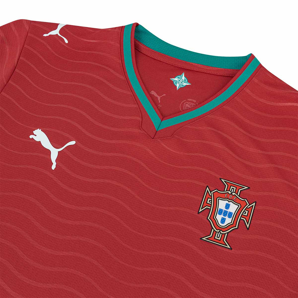 PUMA PORTUGAL 2026 HOME KIDS JERSEY - CLUB RED/GREEN LAGOON