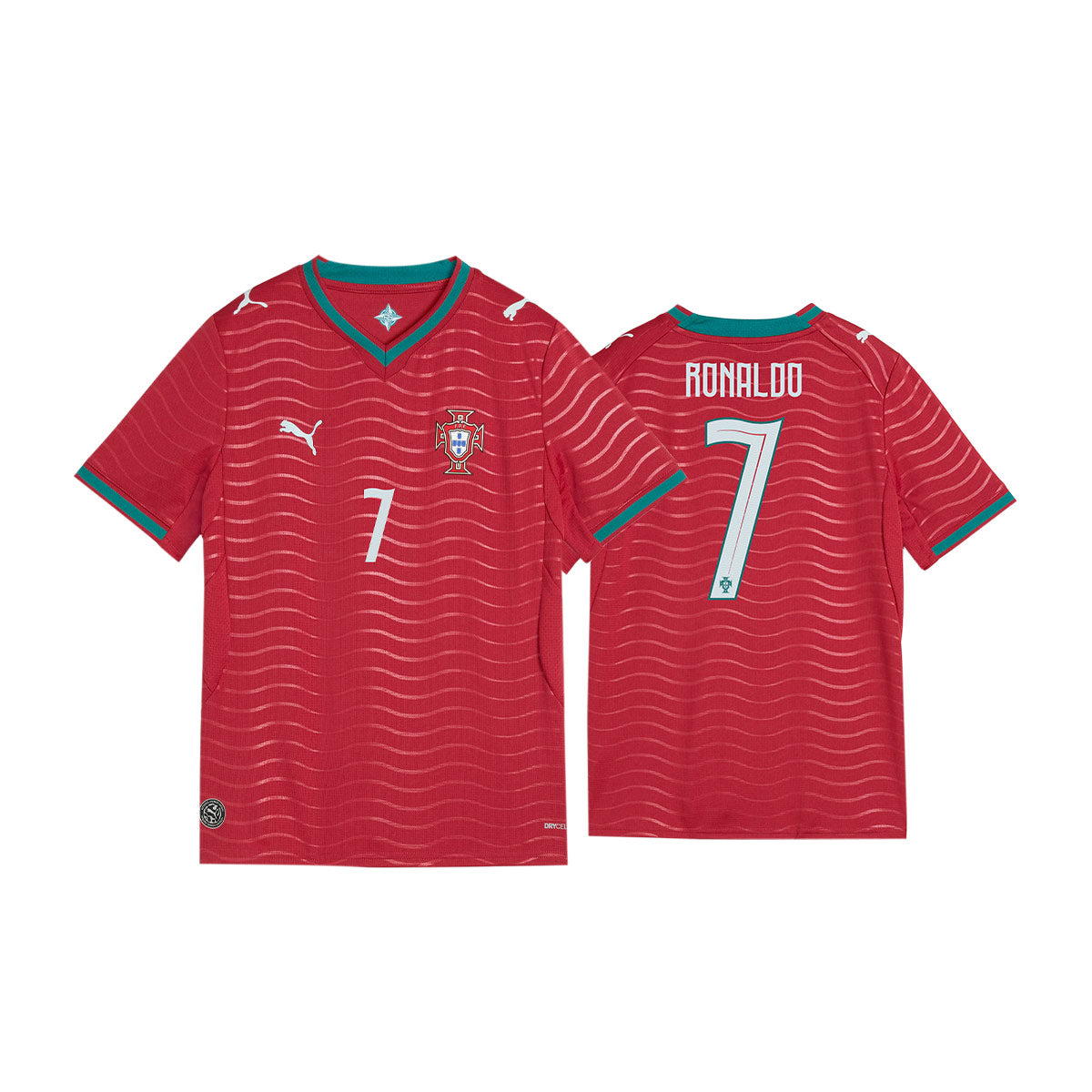 PUMA PORTUGAL 2026 HOME KIDS JERSEY RONALDO#7 - CLUB RED/GREEN LAGOON