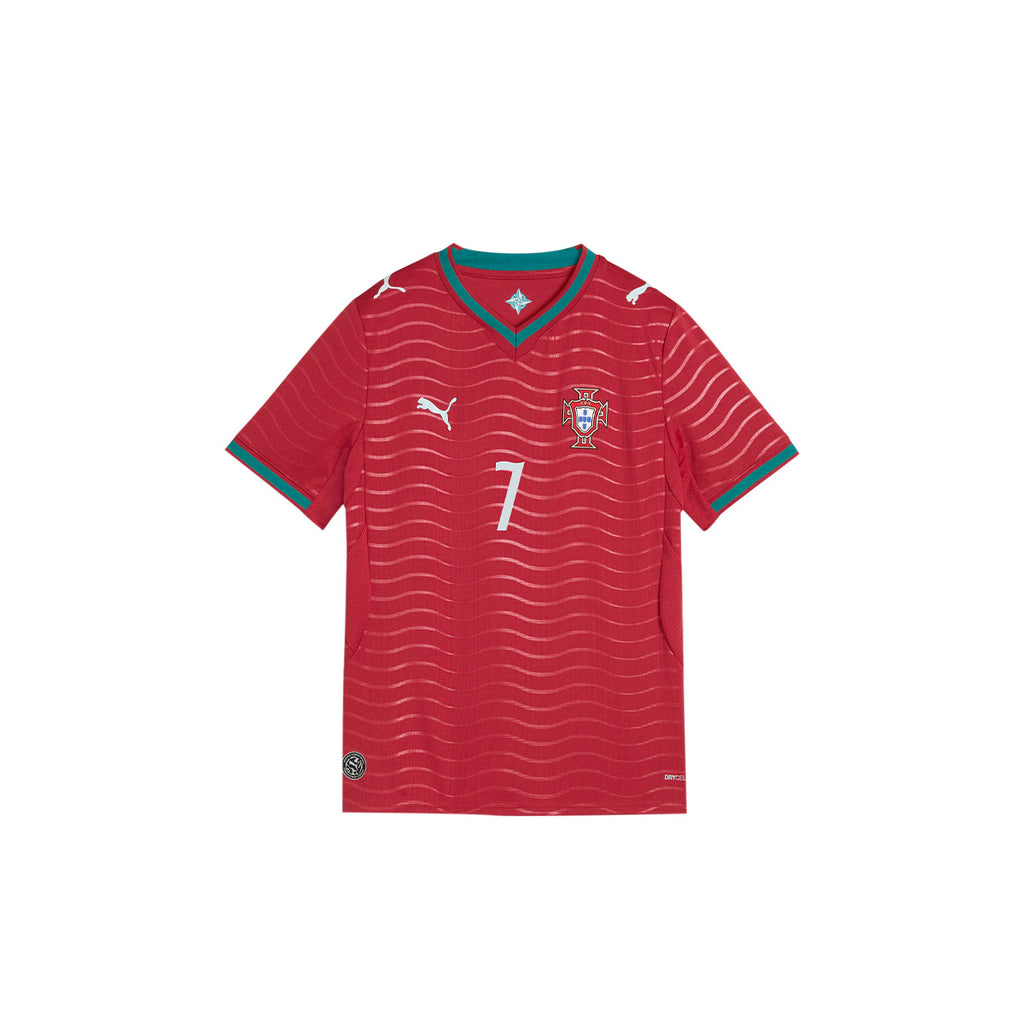 PUMA PORTUGAL 2026 HOME KIDS JERSEY RONALDO#7 - CLUB RED/GREEN LAGOON