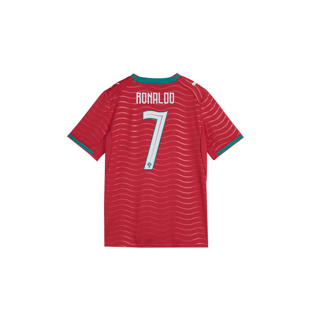 PUMA PORTUGAL 2026 HOME KIDS JERSEY RONALDO#7 - CLUB RED/GREEN LAGOON